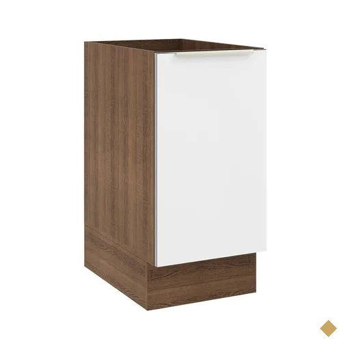 Balcão Madesa Lux 40 cm 1 Porta (Sem Tampo) - Rustic/Branco Veludo