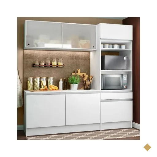 Cozinha Compacta Madesa Topazio Pop com Armário, Balcão e Tampo - Branco
