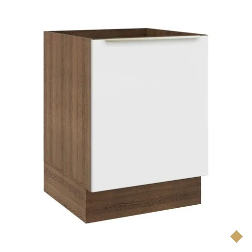 Balcão Madesa Lux 60 cm 1 Porta (Sem Tampo) - Rustic/Branco Veludo