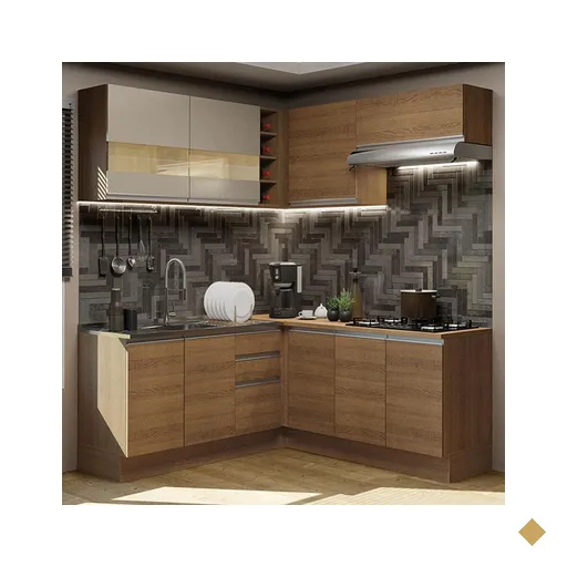 Cozinha Completa de Canto Madesa Glamy 349001 com Armário e Balcão (Sem…