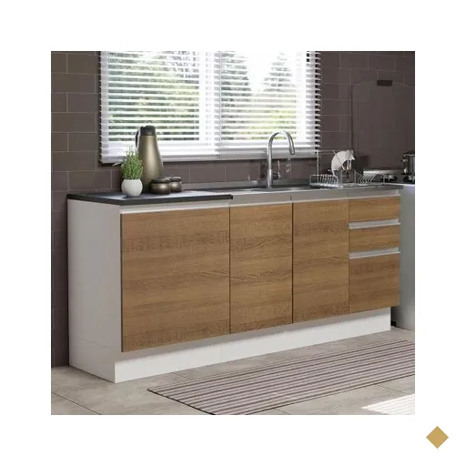 Kit com 2 Balcões de Cozinha Madesa Acordes 100% MDF (Sem Tampo e Pia) -…