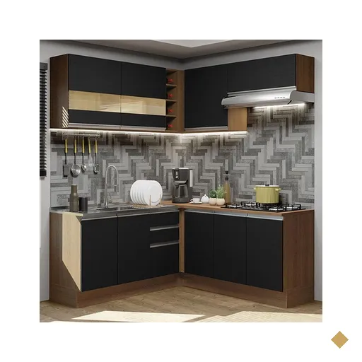 Cozinha Completa de Canto Madesa Glamy 349001 com Armário e Balcão (Sem Tampo…