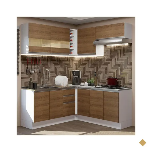 Cozinha Completa de Canto Madesa Glamy 349001 com Armário e Balcão (Sem Tampo…