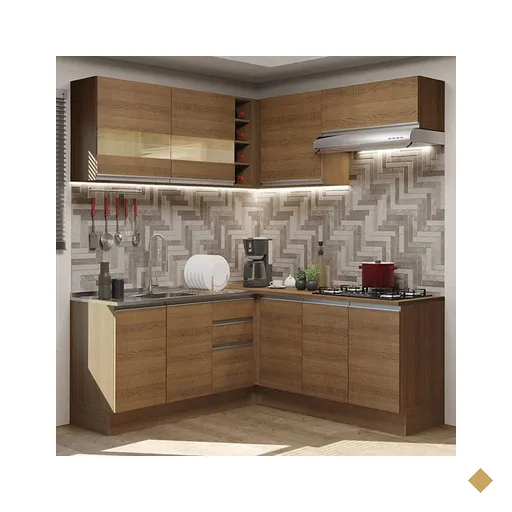 Cozinha Completa de Canto Madesa Glamy 349001 com Armário e Balcão (Sem Tampo…