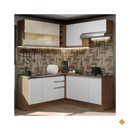 Cozinha Completa de Canto Madesa Glamy 349001 com Armário e Balcão (Sem…