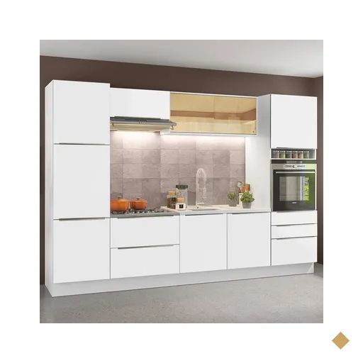 Cozinha Completa Madesa Lux com Armário e Balcão - Branco/Branco Veludo