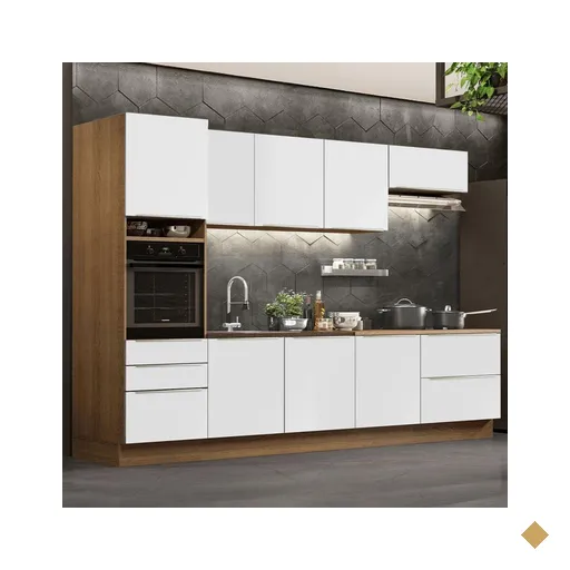 Cozinha Completa Madesa Lux 320004 com Armário e Balcão - Rustic/Branco Veludo