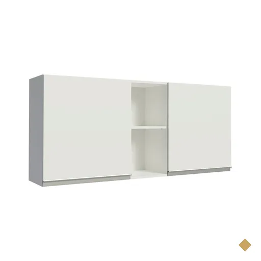 Armário de Cozinha Aéreo 150 cm 2 Portas e 2 Nichos Branco Glamy Madesa