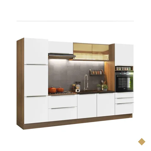 Cozinha Completa Madesa Lux com Armário e Balcão - Rustic/Branco Veludo
