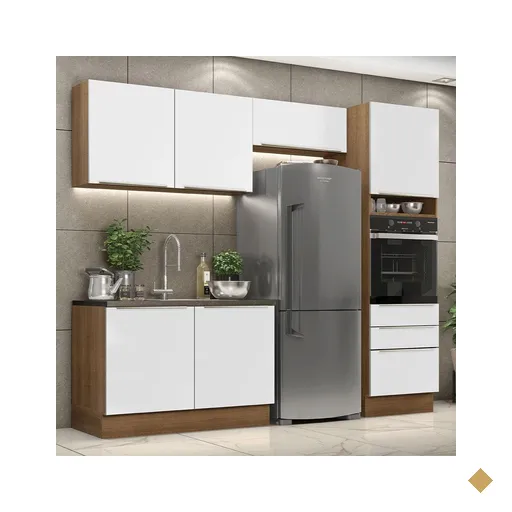 Cozinha Completa Madesa Lux 260005 com Armário e Balcão - Rustic/Branco Veludo