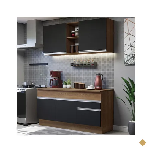 Cozinha Compacta Madesa Glamy 150001 com Armário e Balcão (Com Tampo) -…