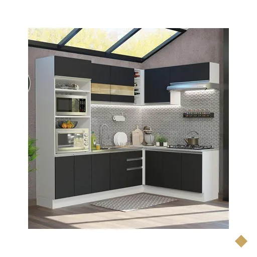 Cozinha Completa de Canto Madesa Glamy 419001 com Armário e Balcão (Sem Tampo…