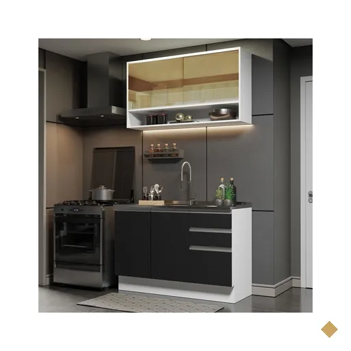 Cozinha Compacta Madesa Glamy 120002 com Armário e Balcão (Sem Tampo e Pia) -…