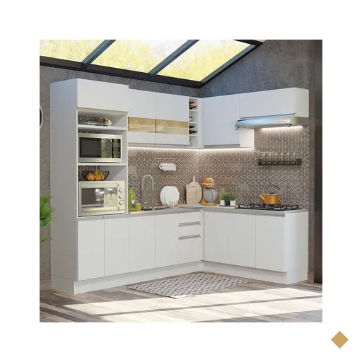 Cozinha Completa de Canto Madesa Glamy 419001 com Armário e Balcão (Sem Tampo…