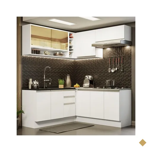 Cozinha Completa de Canto Madesa Glamy 349002 com Armário e Balcão (Sem Tampo…