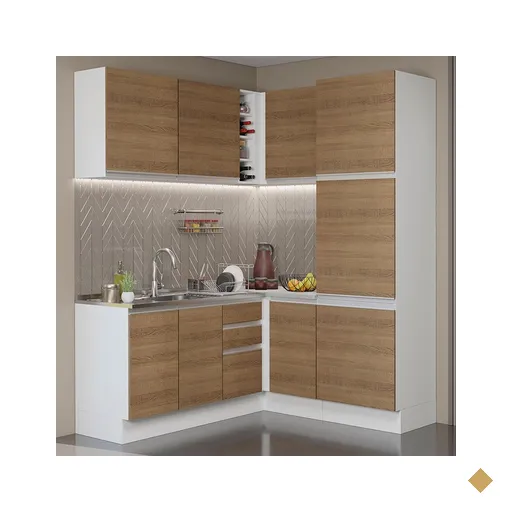 Cozinha Completa de Canto Madesa Glamy 329001 com Armário e Balcão (Sem Tampo…