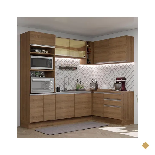 Cozinha Completa de Canto Madesa Glamy 399002 com Armário e Balcão (Sem Tampo…