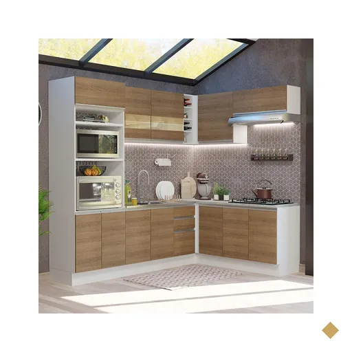 Cozinha Completa de Canto Madesa Glamy 419001 com Armário e Balcão (Sem Tampo…
