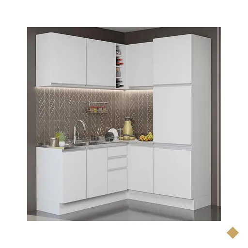 Cozinha Completa de Canto Madesa Glamy 329001 com Armário e Balcão (Sem Tampo…
