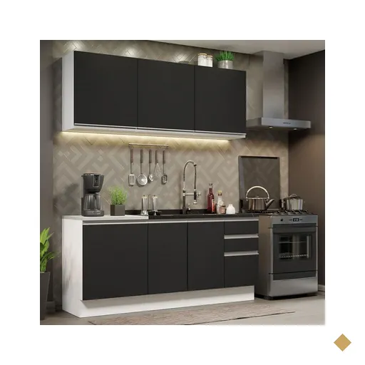 Cozinha Completa Madesa Glamy 180005 com Armário e Balcão (Sem Tampo e Pia) -…
