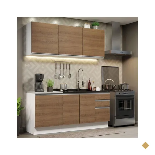 Cozinha Completa Madesa Glamy 180005 com Armário e Balcão (Sem Tampo e Pia) -…
