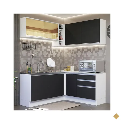Cozinha Completa de Canto Madesa Glamy 329002 com Armário e Balcão (Sem Tampo…