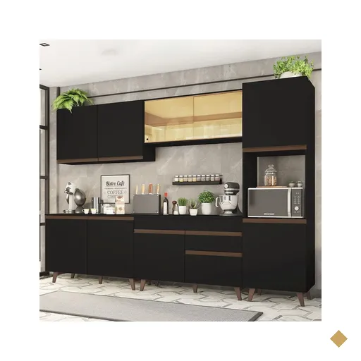 Cozinha Completa Madesa Reims 300001 com Armário e Balcão - Preto