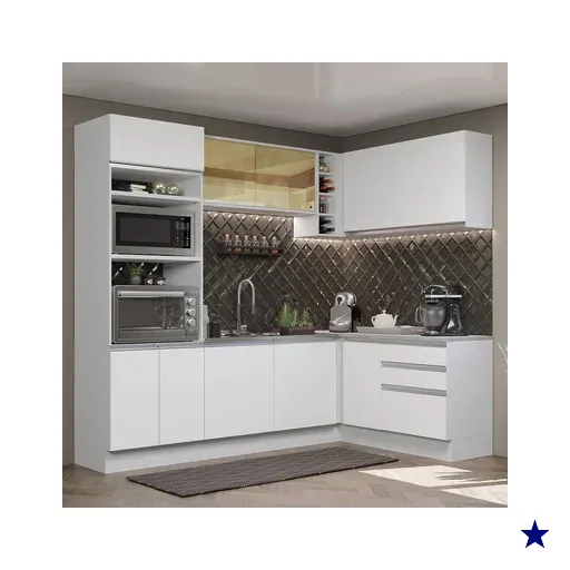 Cozinha Completa de Canto Madesa Glamy 399002 com Armário e Balcão (Sem Tampo…