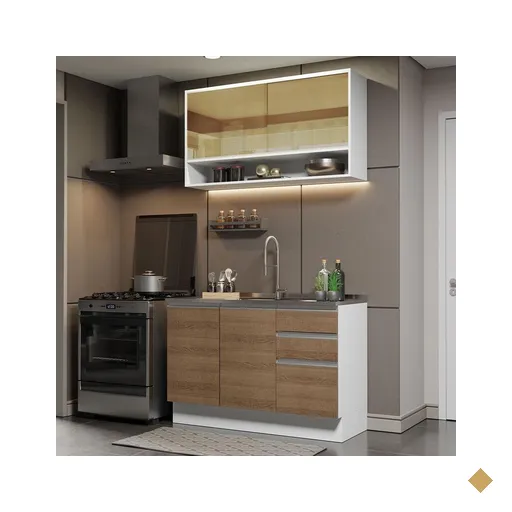Cozinha Compacta Madesa Glamy 120002 com Armário e Balcão (Sem Tampo e Pia) -…