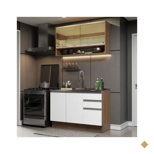 Cozinha Compacta Madesa Glamy 120002 com Armário e Balcão (Sem Tampo e Pia) -…