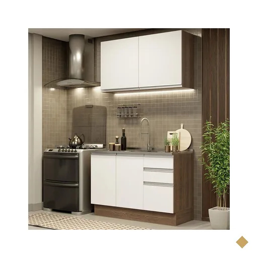Cozinha Compacta Madesa Glamy 120003 com Armário e Balcão (Sem Tampo e Pia) -…