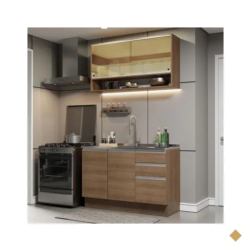 Cozinha Compacta Madesa Glamy 120002 com Armário e Balcão (Sem Tampo e Pia) -…