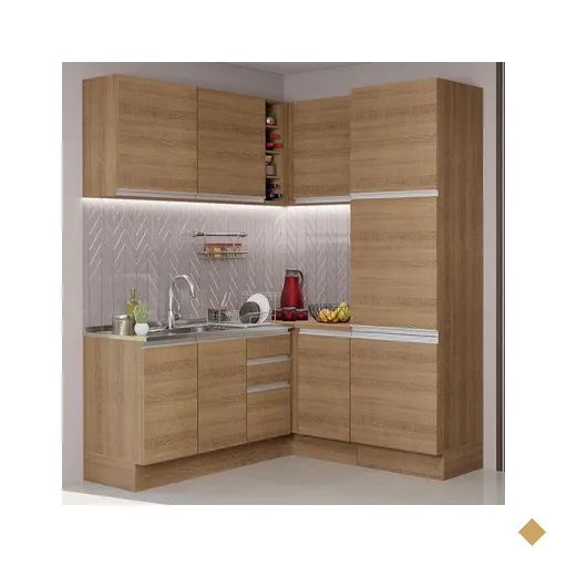 Cozinha Completa de Canto Madesa Glamy 329001 com Armário e Balcão (Sem Tampo…