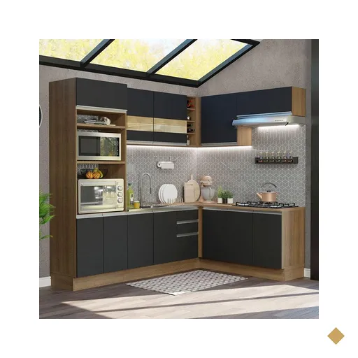 Cozinha Completa de Canto Madesa Glamy 419001 com Armário e Balcão (Sem Tampo…
