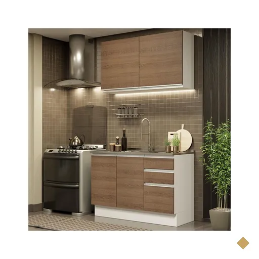 Cozinha Compacta Madesa Glamy 120003 com Armário e Balcão (Sem Tampo e Pia) -…