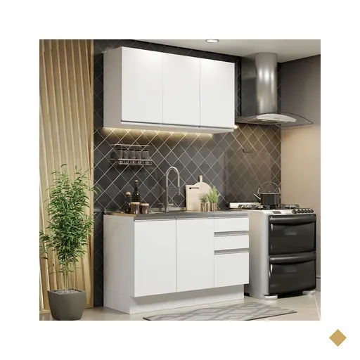 Cozinha Compacta Madesa Glamy 120001 com Armário e Balcão (Sem Tampo e Pia) -…
