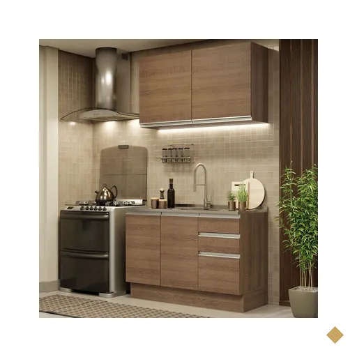 Cozinha Compacta Madesa Glamy 120003 com Armário e Balcão (Sem Tampo e Pia) -…
