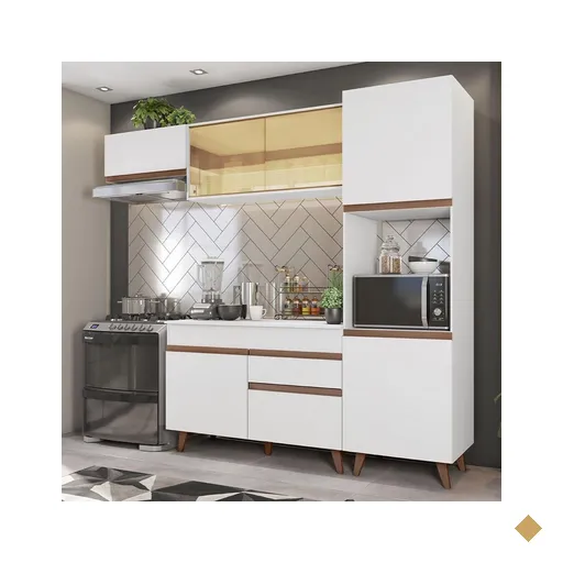 Cozinha Completa Madesa Reims 250003 com Armário e Balcão - Branco