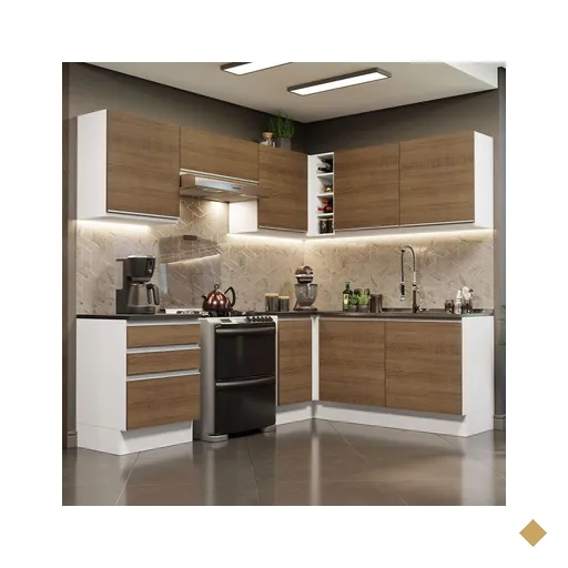 Cozinha Completa de Canto 100% MDF Madesa Acordes 409001 com Armário e Balcão…