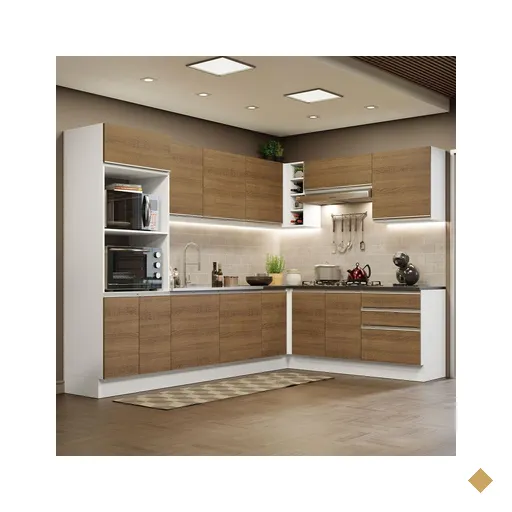 Cozinha Completa de Canto 100% MDF Madesa Acordes 479003 Armário e Balcão -…