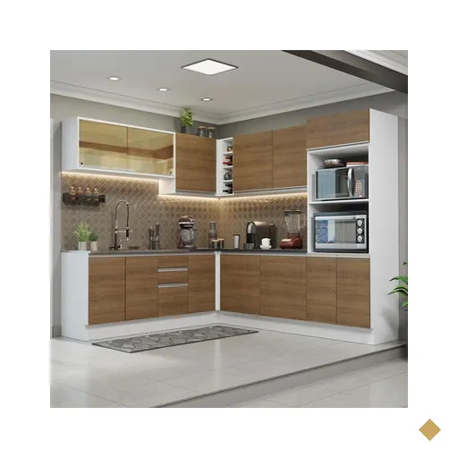 Cozinha Completa de Canto 100% MDF Madesa Acordes 459001 com Armário e Balcão…