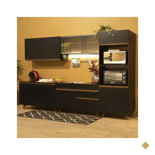 Cozinha Completa Madesa Reims XC310001 com Armário e Balcão - Preto