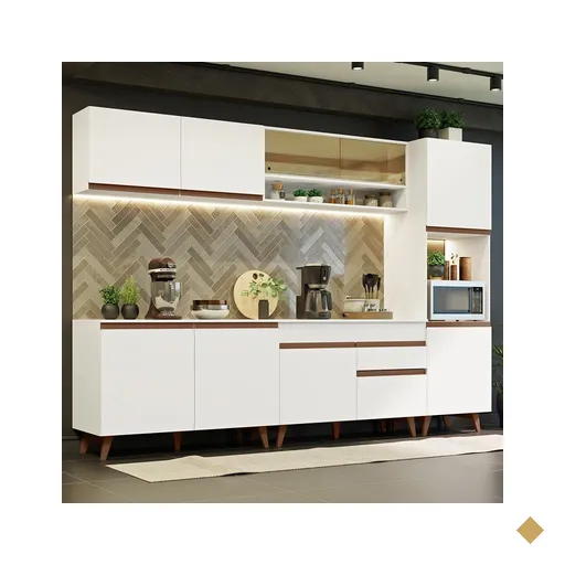 Cozinha Completa Madesa Reims 300002 com Armário e Balcão - Branco