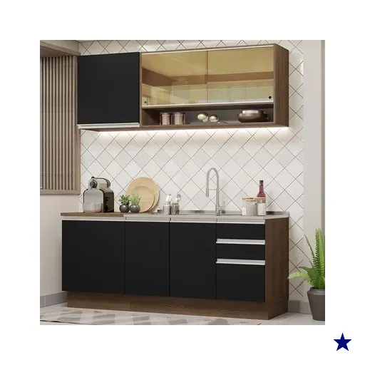 Cozinha Completa Madesa Glamy 180006 com Armário e Balcão (Sem Tampo e Pia) -…