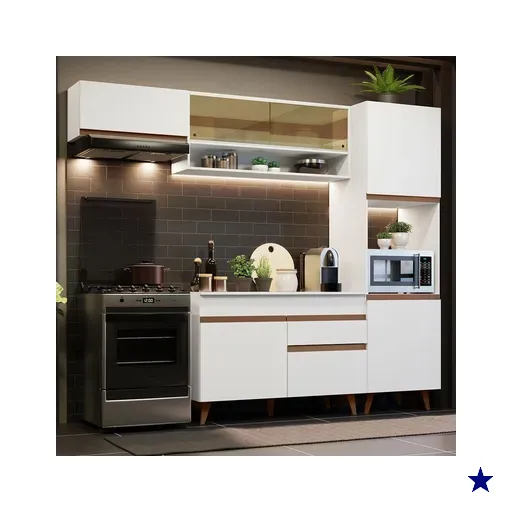 Cozinha Completa Madesa Reims 250004 com Armário e Balcão - Branco