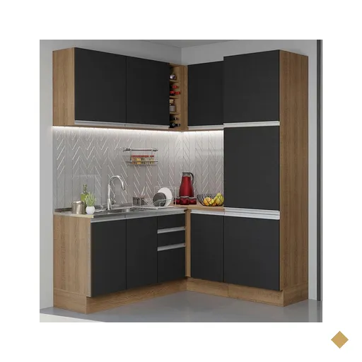 Cozinha Completa de Canto Madesa Glamy 329001 com Armário e Balcão (Sem Tampo…