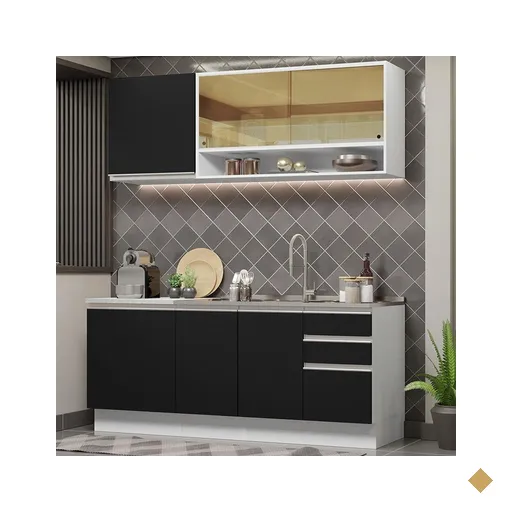 Cozinha Completa Madesa Glamy 180006 com Armário e Balcão (Sem Tampo e Pia) -…