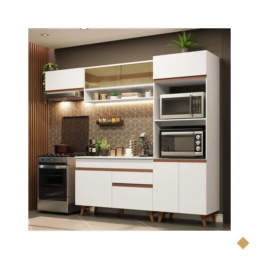 Cozinha Completa Madesa Reims 260007 com Armário e Balcão - Branco