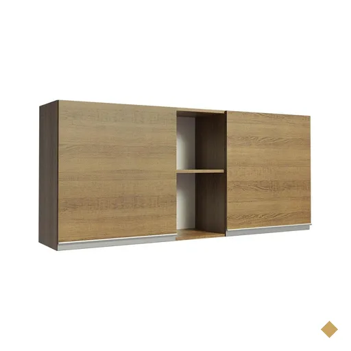 Armário de Cozinha Aéreo 150 cm 2 Portas e 2 Nichos Rustic Glamy Madesa