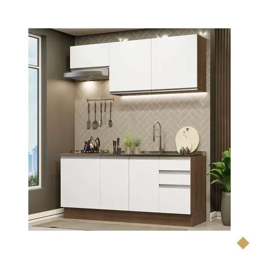 Cozinha Completa Madesa Glamy 180007 com Armário e Balcão (Sem Tampo e Pia) -…